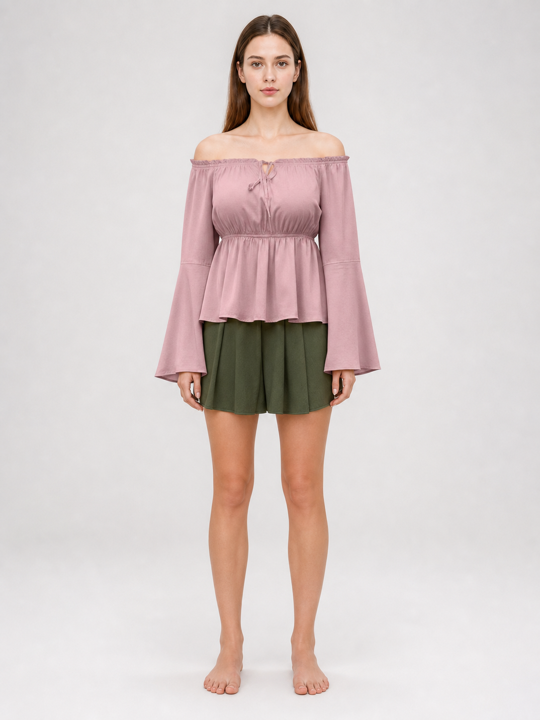 Off-the-Shoulder Blouse with Long Sleeves