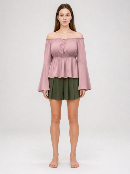 Off-the-Shoulder Blouse with Long Sleeves