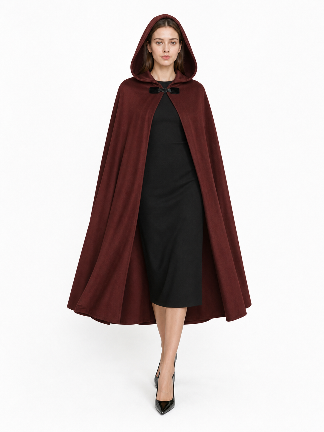 Burgundy Hooded Carnival Cloak for Cosplay