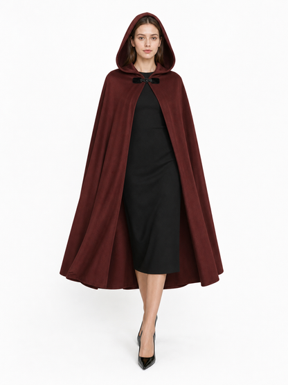 Burgundy Hooded Carnival Cloak for Cosplay