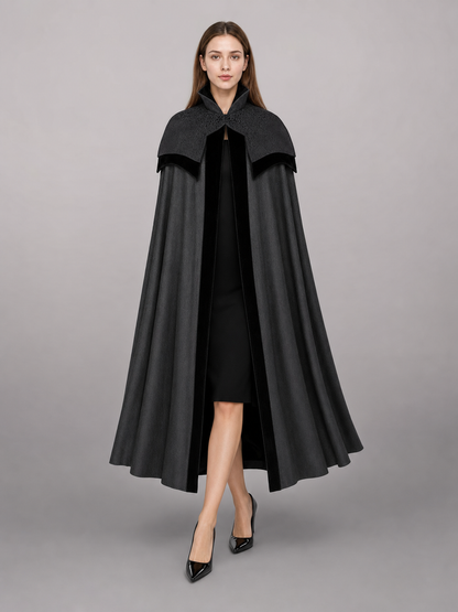 Black Costume Cloak with High Collar