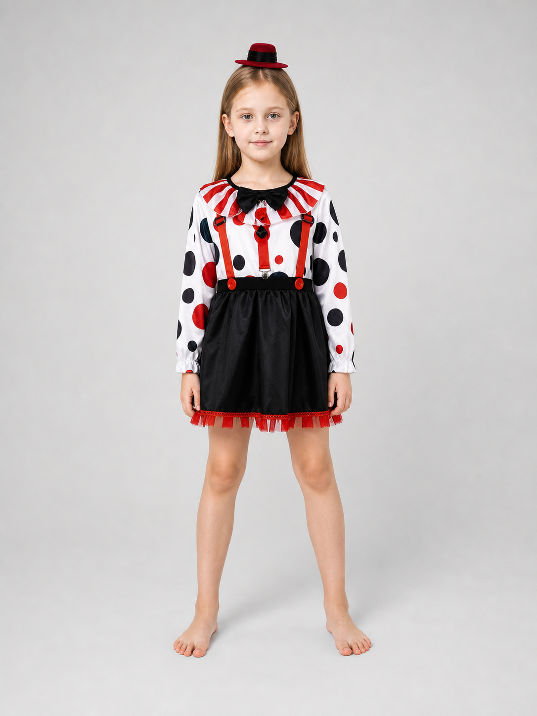 Children's Clown Costume with Skirt and Hat for Stage Performances