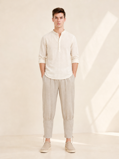 Men's loose-fit vampire pants with an elastic waistband