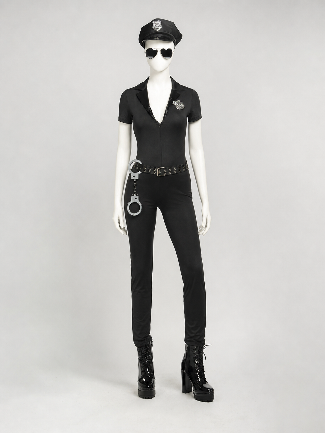 Black Police Jumpsuit for Cosplay