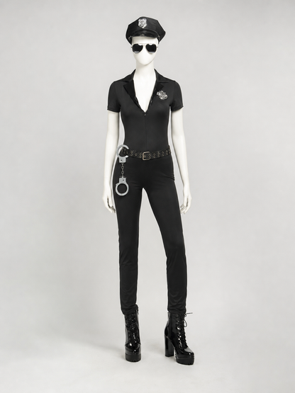 Black Police Jumpsuit for Cosplay