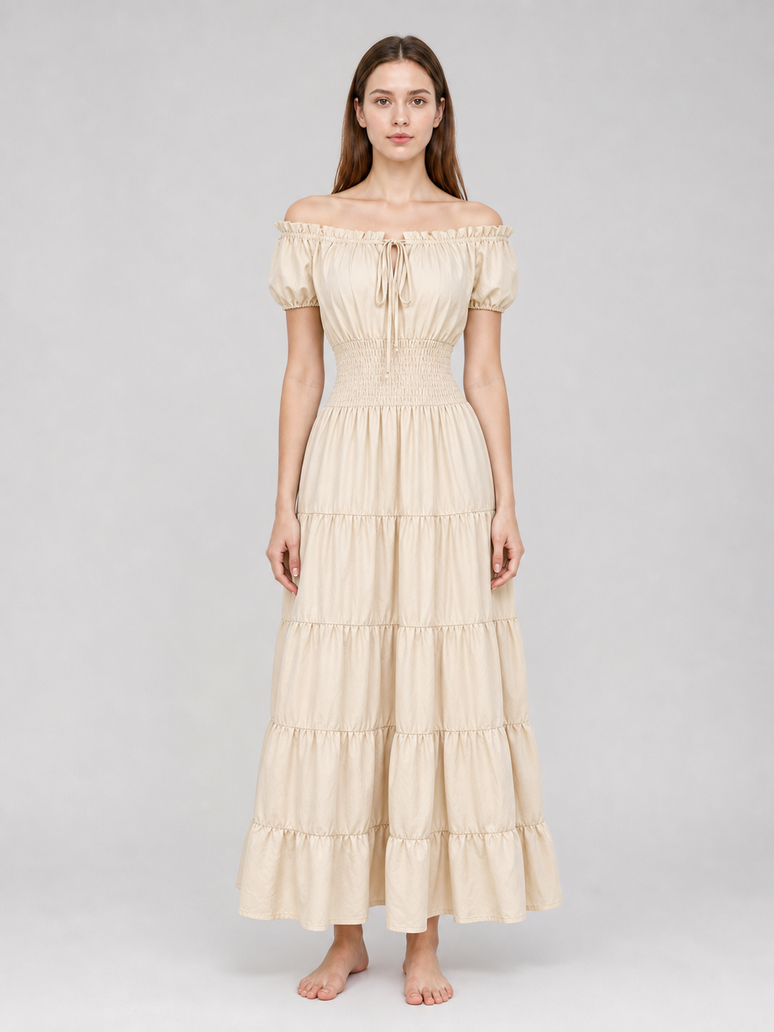 Medieval-Style Dress with a Tiered Skirt
