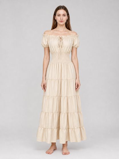 Medieval-Style Dress with a Tiered Skirt