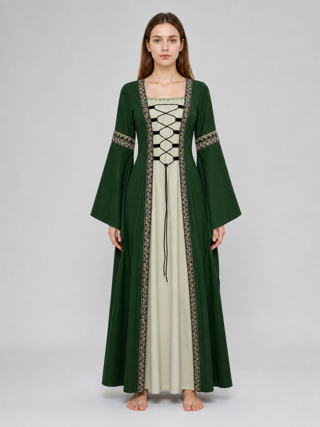 Historical Renaissance Long Dress with Lacing