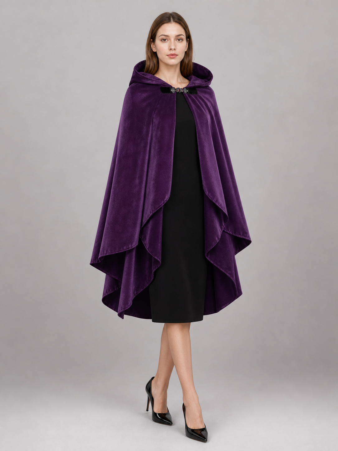 Purple Hooded Medieval Costume Cloak