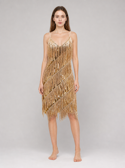 Fringe and Sequin Party Dress Set