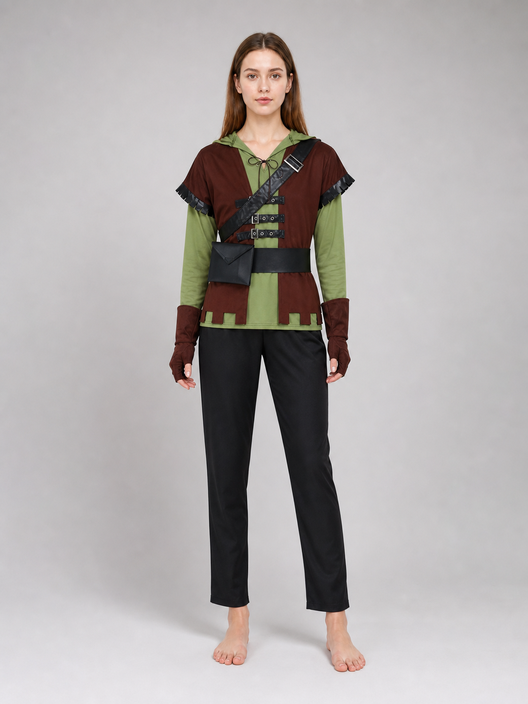 Green Arrow cosplay costume with vest and belt