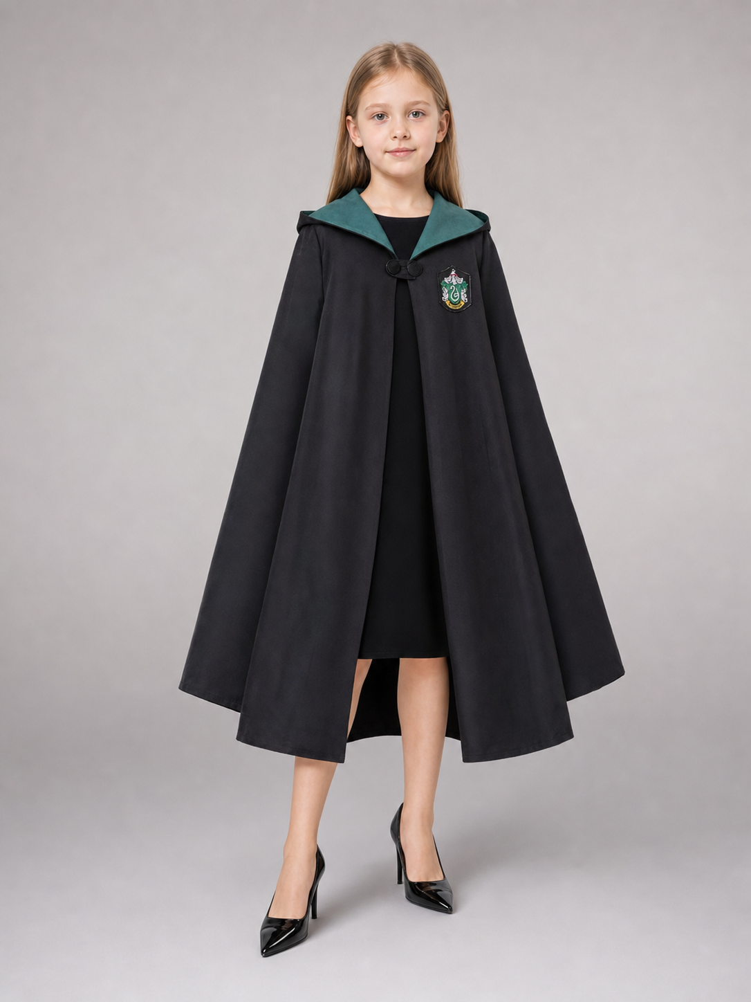 Black hooded costume cloak