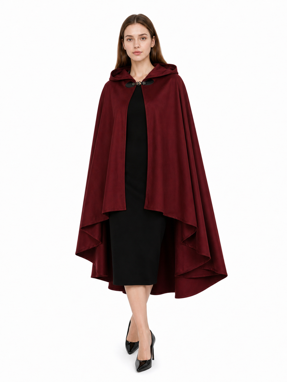 Burgundy Hooded Costume Cloak for Cosplay