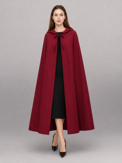 Burgundy Hooded Costume Cloak for Cosplay