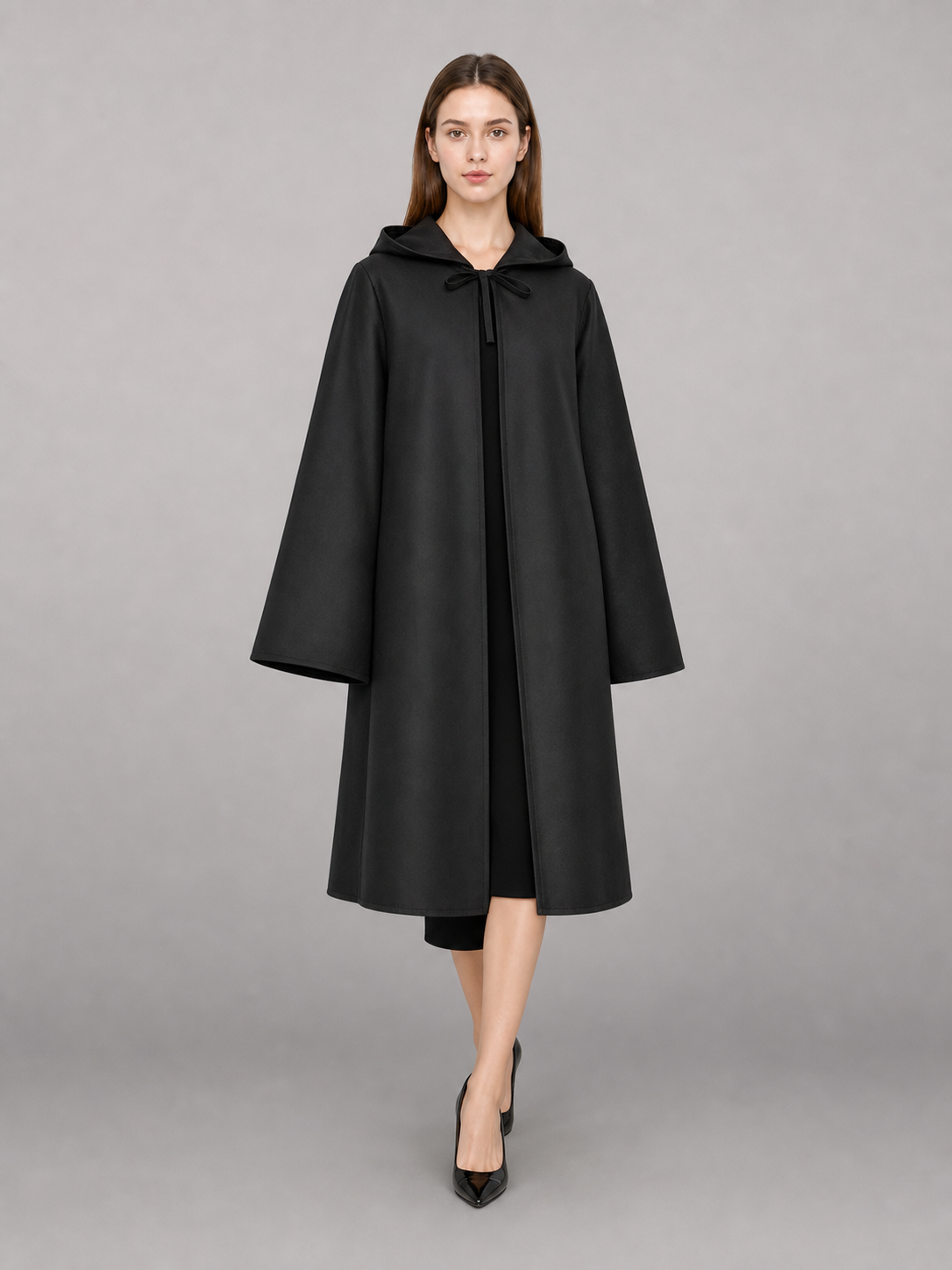 Black hooded carnival cloak for costumes