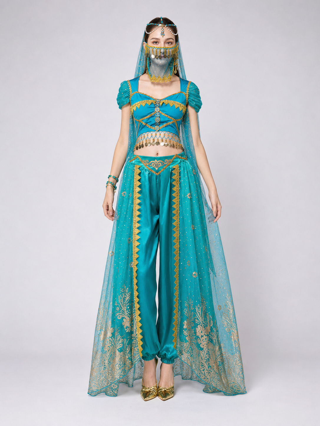 Belly Dance Costume with Veil and Accessories