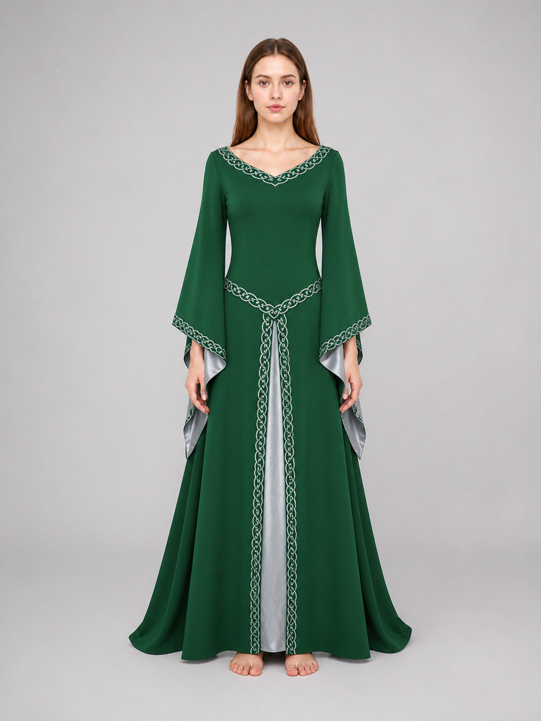 Long Celtic-Style Embroidered Dress
