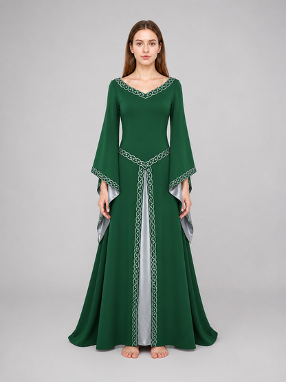 Long Celtic-Style Embroidered Dress