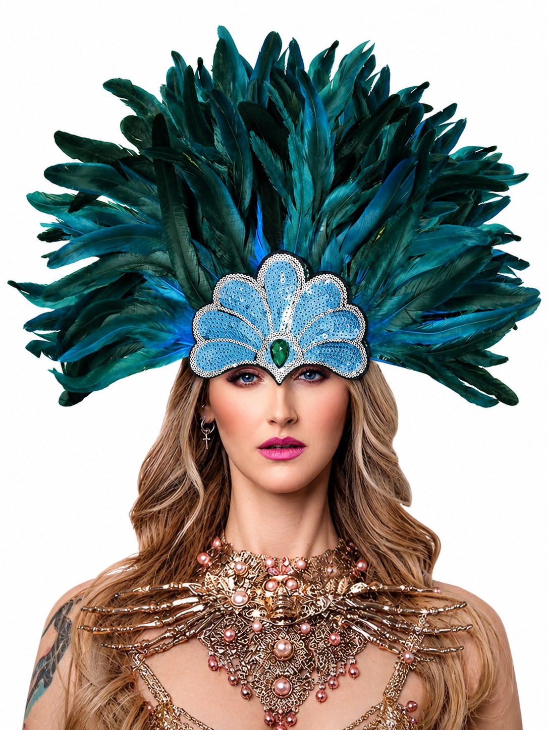 Carnival Feather and Sequin Headpiece