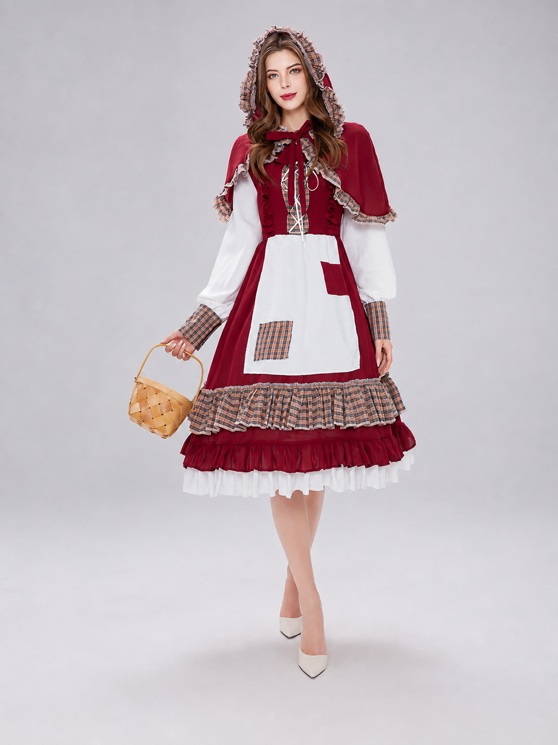 Little Red Riding Hood Costume: Dress with Apron and Cape