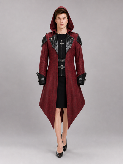 Burgundy Gothic Hooded Costume Cloak