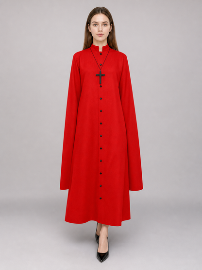 Red Long Carnival Cloak with Collar