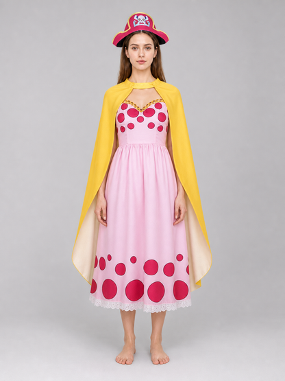 Charlotte Linlin Cosplay Costume: Dress, Cloak, and Hat