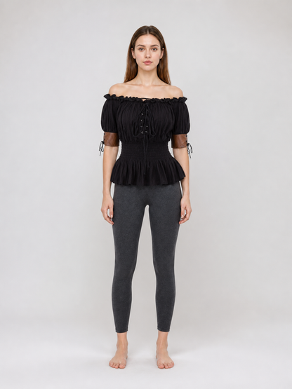 Gothic Off-the-Shoulder Lace-Up Top