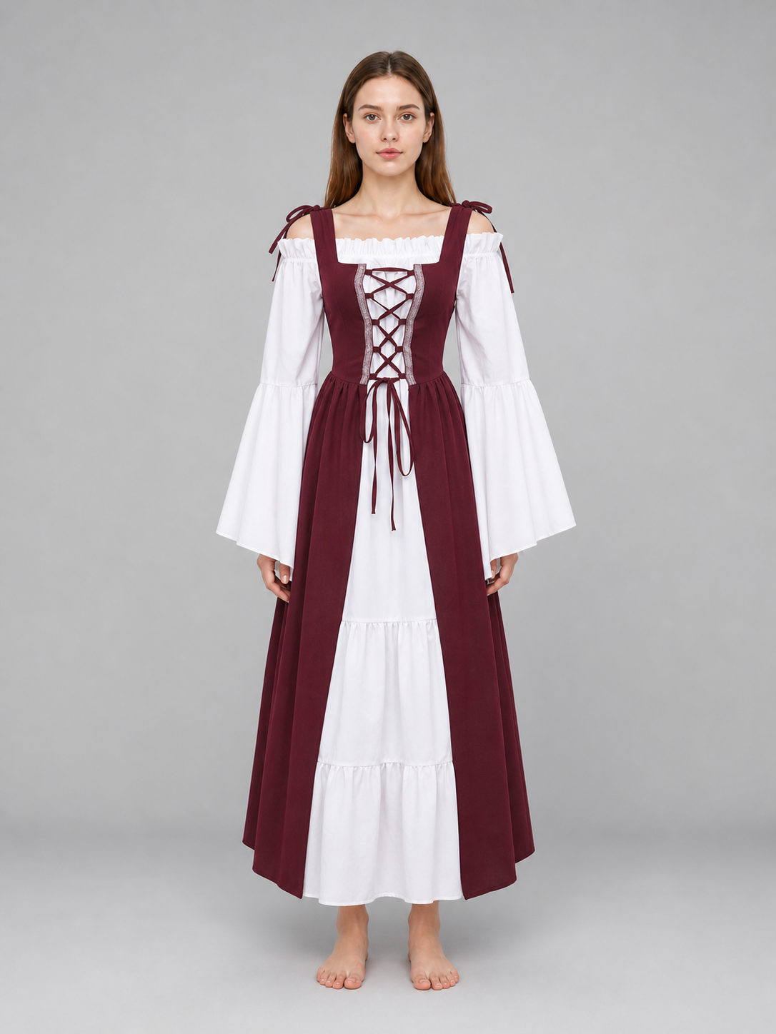 Renaissance-Style Medieval Dress with Lacing