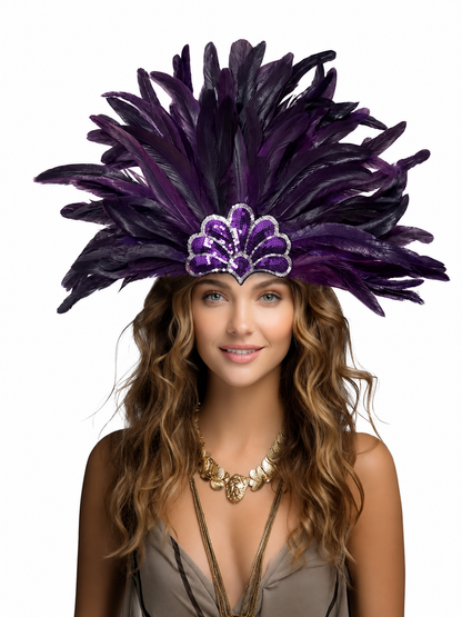Carnival headpiece with feathers and sequins