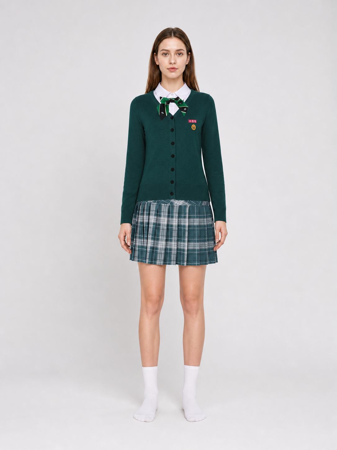 School Uniform Cosplay Costume: Cardigan, Shirt, and Skirt
