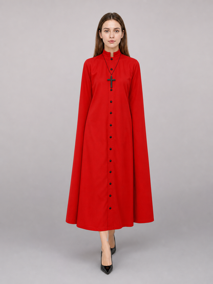 Red Long Carnival Cloak with Collar