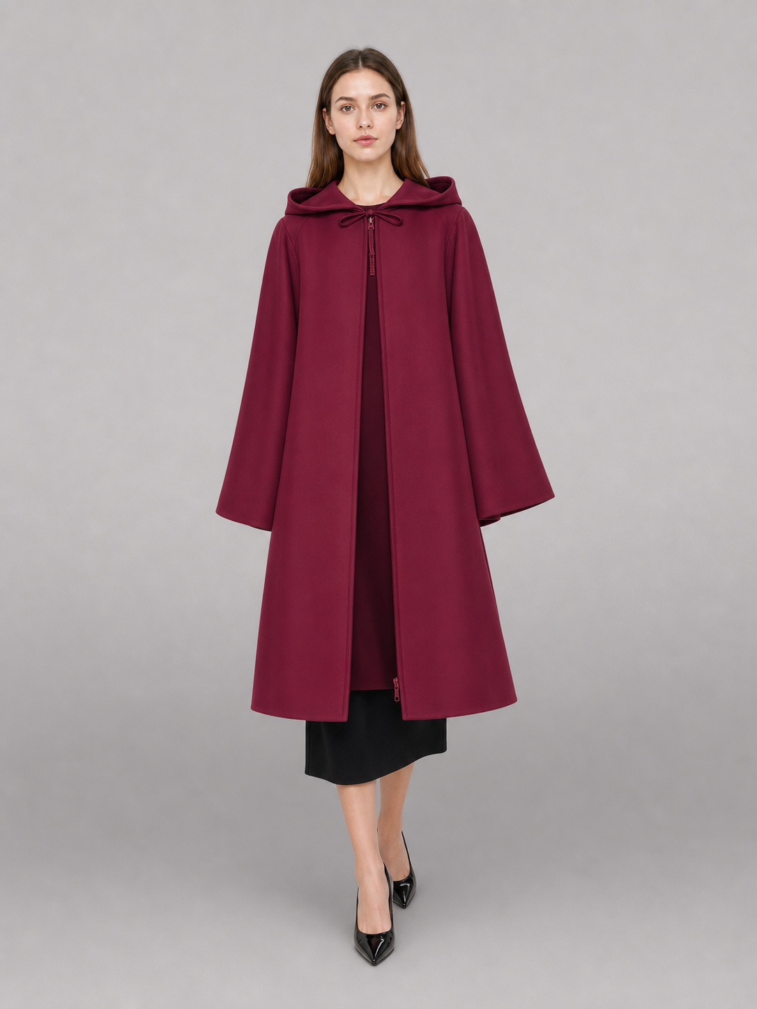 Maroon Medieval Hooded Carnival Cloak