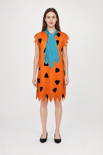 Orange Dress with Black Spots and Blue Accessory main product view 12
