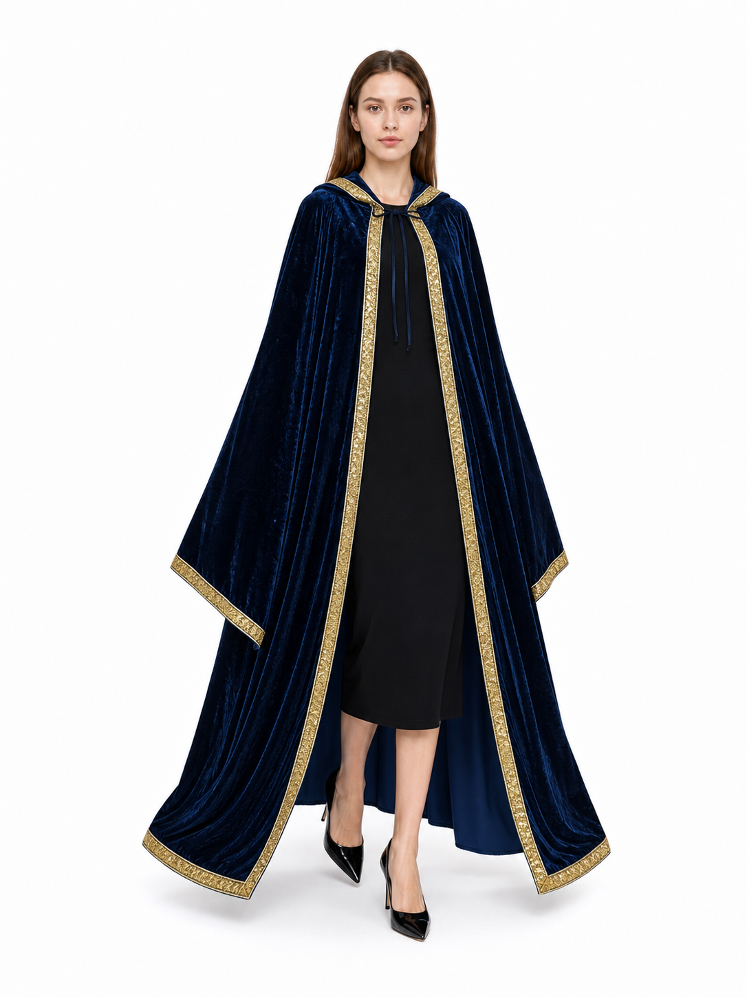 Dark Blue Hooded Costume Cloak