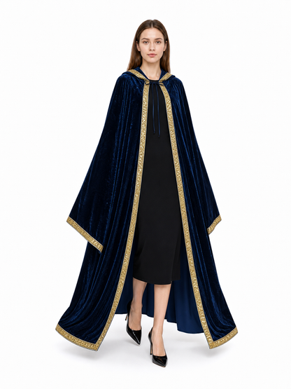 Dark Blue Hooded Costume Cloak