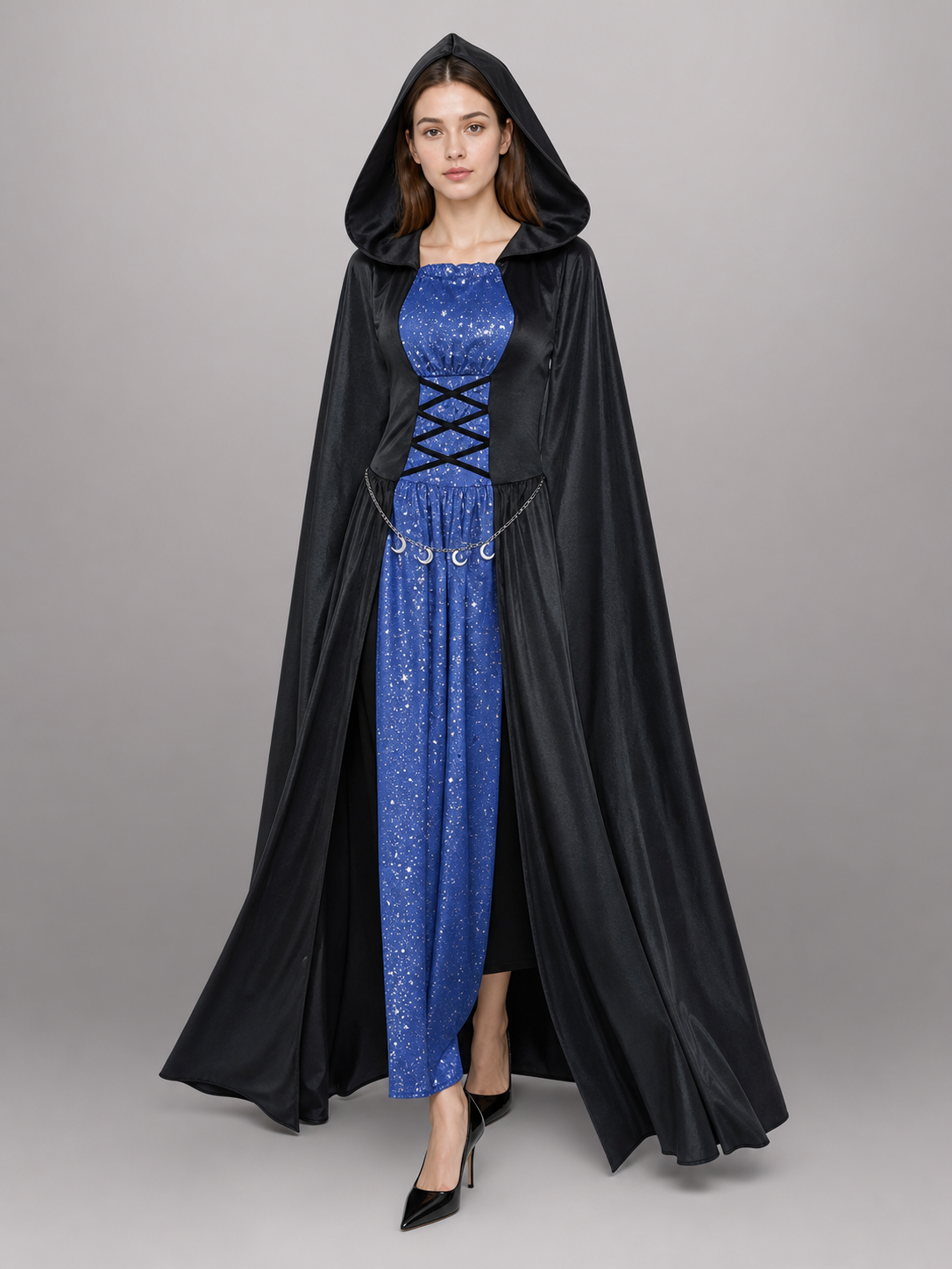 Black Hooded Costume Cloak for Cosplay