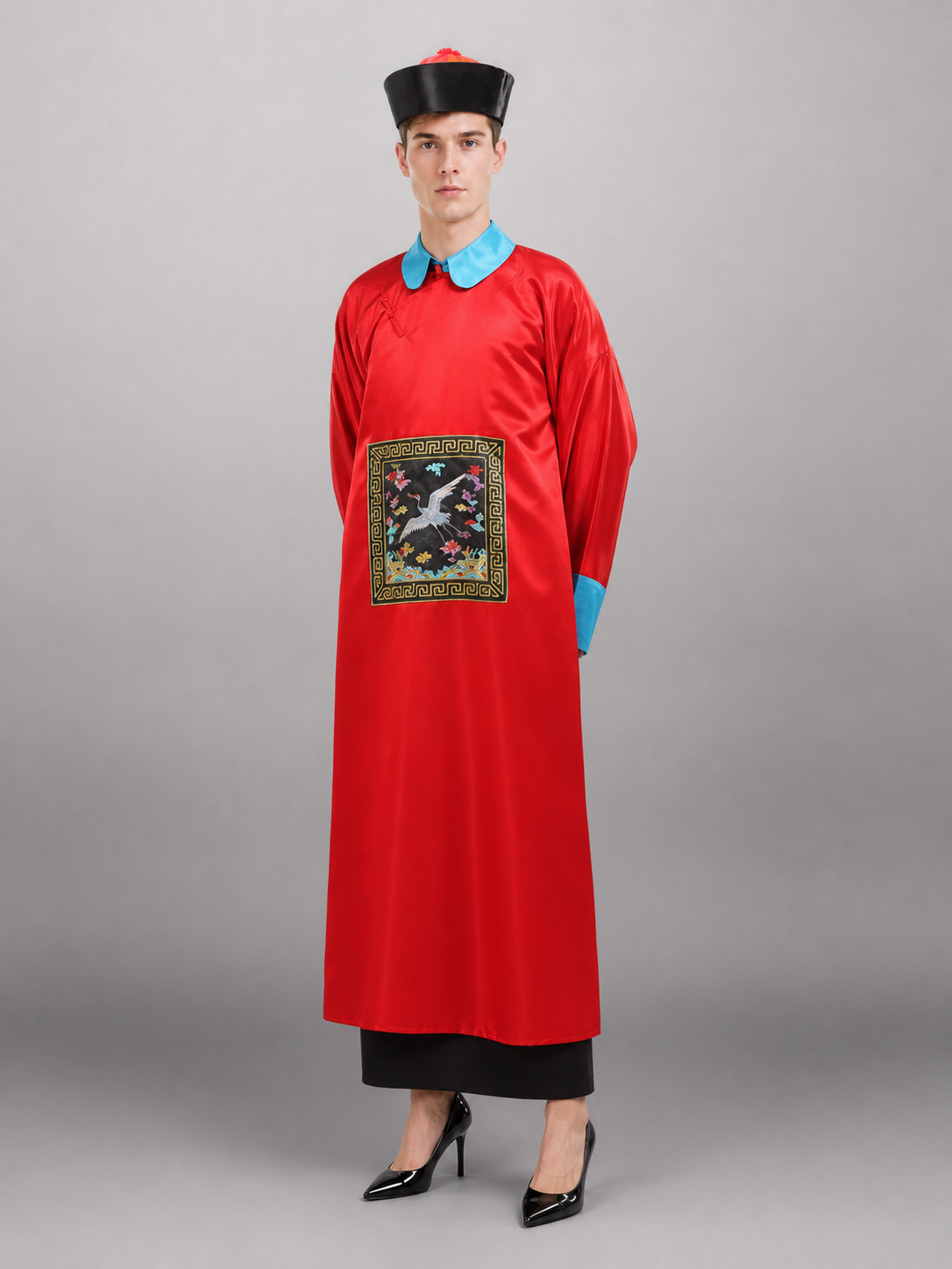Red Chinese-Style Carnival Cape with Hat