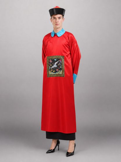 Red Chinese-Style Carnival Cape with Hat