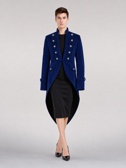 Blue Steampunk Tailcoat Jacket with Long Tails
