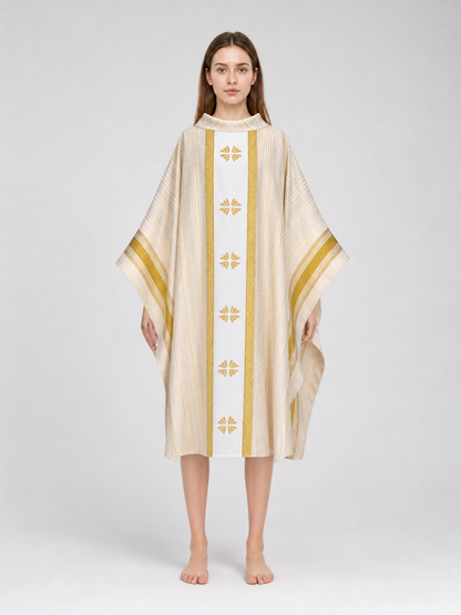 Liturgical Vestment with Collar and Gold Ornament