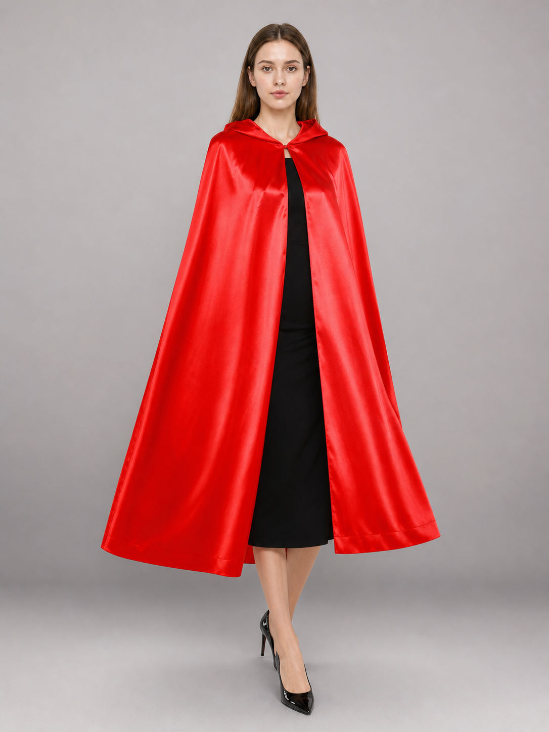 Red hooded carnival cloak for cosplay