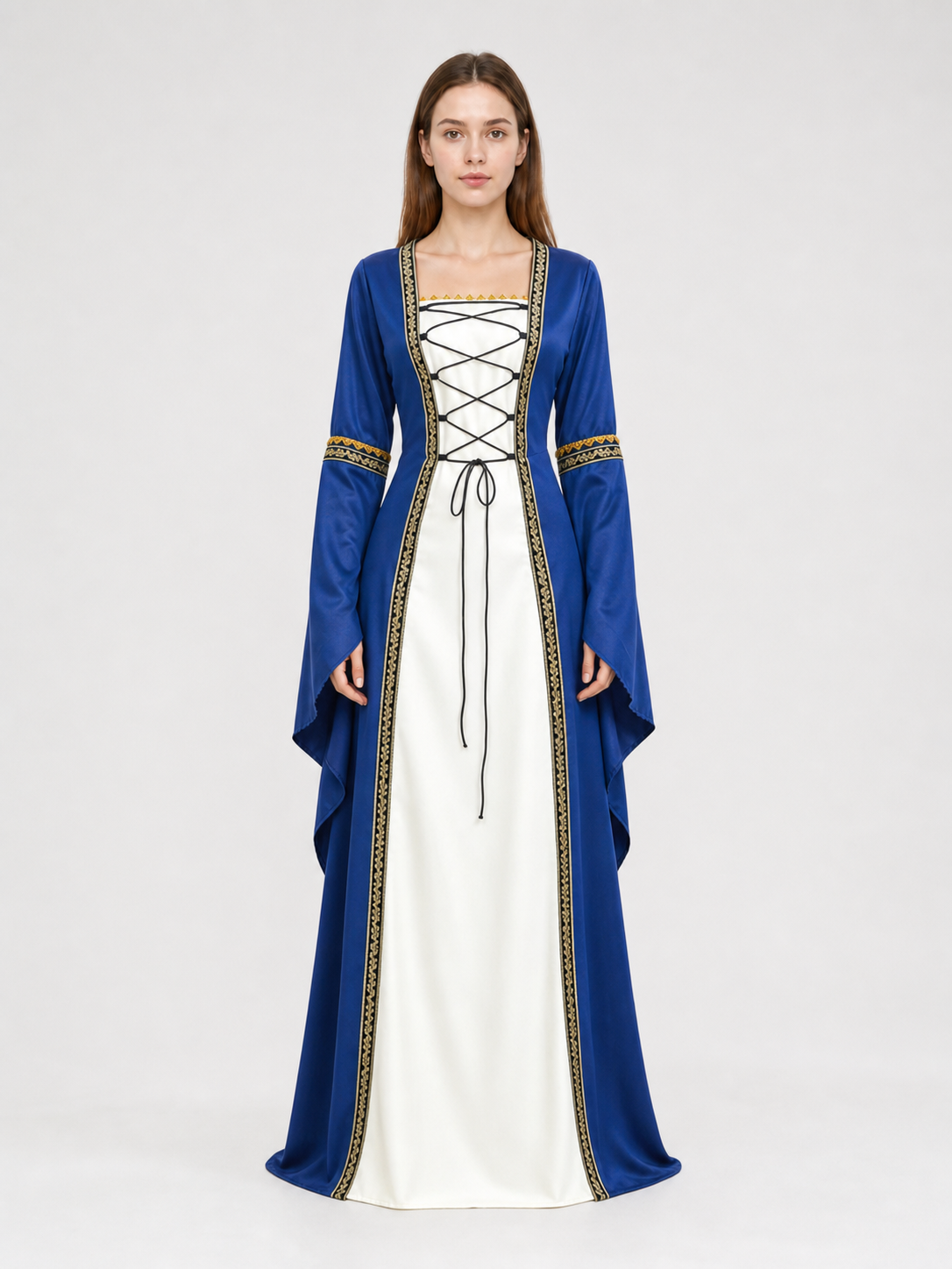 Medieval Dress with Lacing and Gold Trim