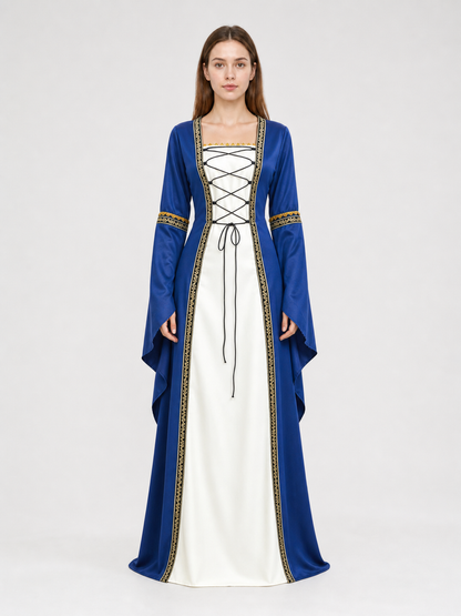 Medieval Dress with Lacing and Gold Trim