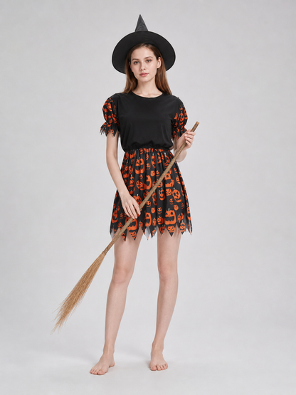 Halloween Costume with Dress and Pointed Hat