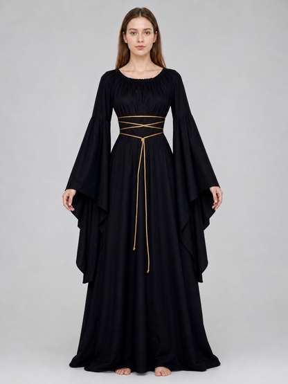 Gothic Maxi Dress with Long Sleeves