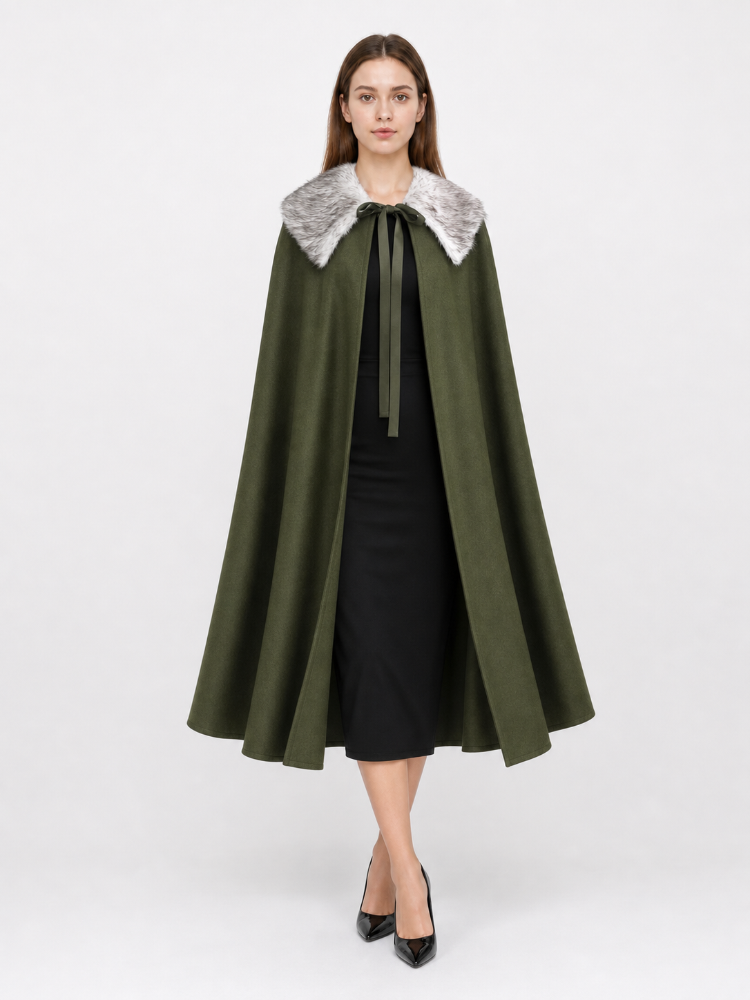 Dark Green Hooded Carnival Cloak