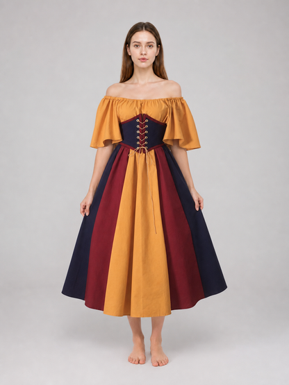 Medieval Dress with Corset Lacing and Sleeves