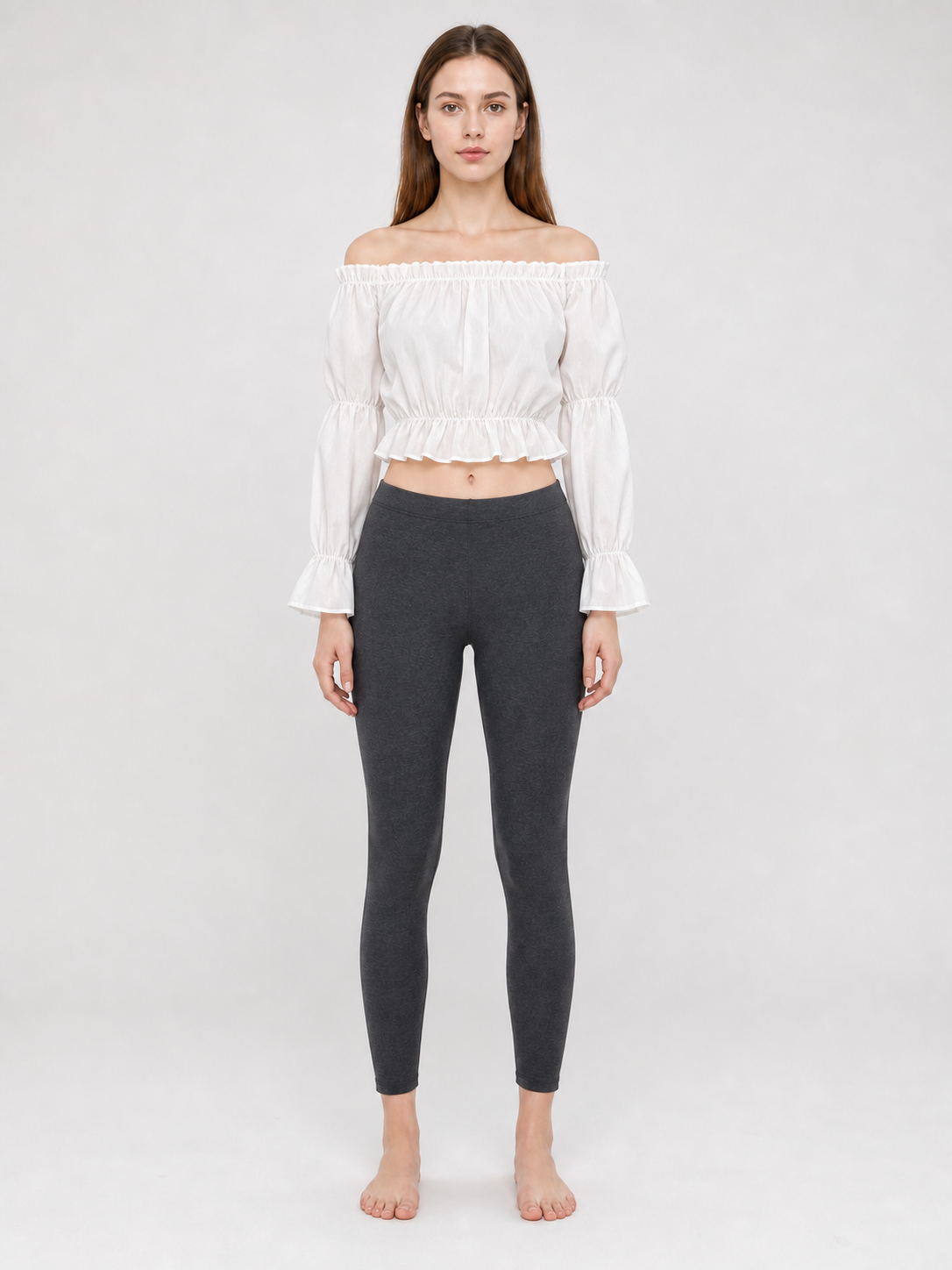 White Cropped Off-the-Shoulder Blouse