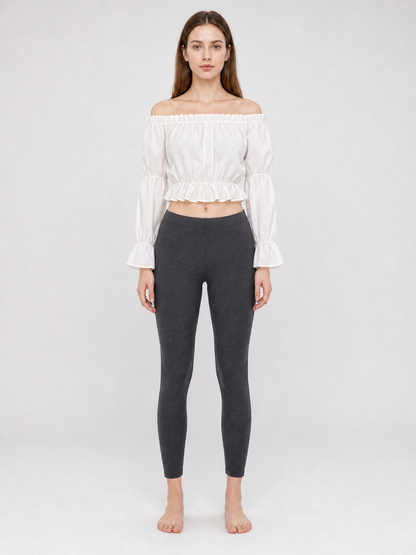 White Cropped Off-the-Shoulder Blouse
